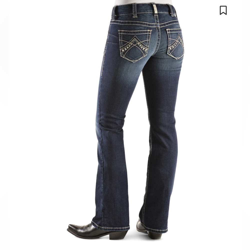 Ariat REAL Spitfire Boot Cut Riding Jeans Dark Wash 30R Embellished Pockets